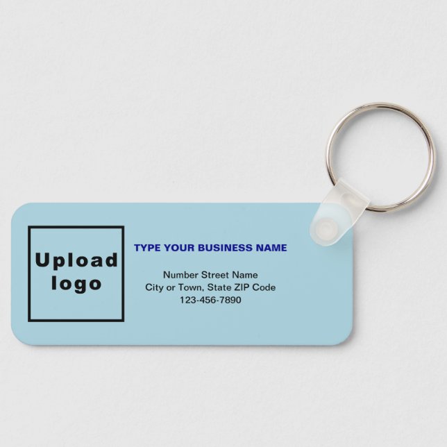 Business Minimal Information Light Blue Rectangle Key Ring (Front)