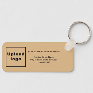 Business Minimal Information Light Brown Rectangle Key Ring
