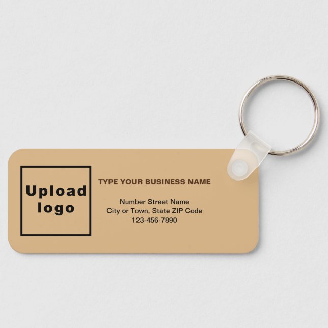 Business Minimal Information Light Brown Rectangle Key Ring (Front)