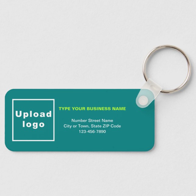 Business Minimal Information Teal Rectangle Key Ring (Front)