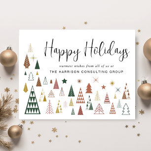 Business Minimal Modern Christmas Trees Corporate  Holiday Card