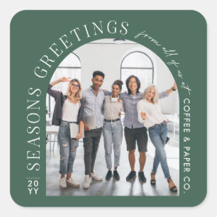 Business Modern Arch Photo Christmas green Square Sticker