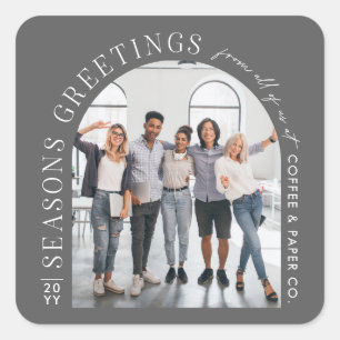 Business Modern Arch Photo Christmas grey Square Sticker