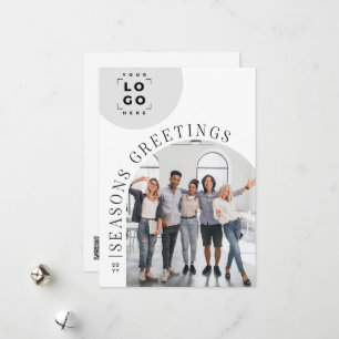 Business Modern Arch Photo Christmas Holiday Card