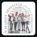 Business Modern Arch Photo Christmas Square Sticker<br><div class="desc">Modern minimal graphic abstract shape photo seasons greeting Christmas corporate business holiday square sticker design. Bold on trend design. Part of a holiday collection.</div>