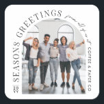 Business Modern Arch Photo Christmas Square Sticker<br><div class="desc">Modern minimal graphic abstract shape photo seasons greeting Christmas corporate business holiday square sticker design. Bold on trend design. Part of a holiday collection.</div>