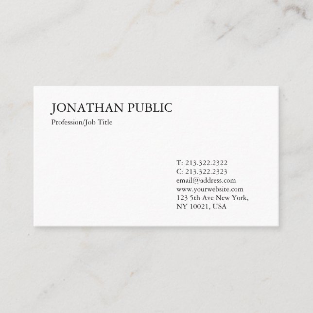 Business Modern Elegant Professional Simple Design Business Card (Front)