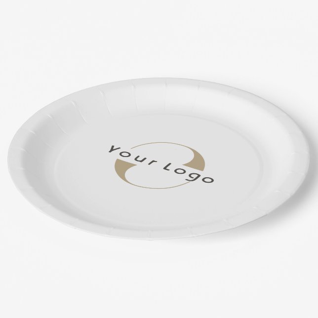 Business Modern Logo Clean Minimal Company White Paper Plate (Angled)