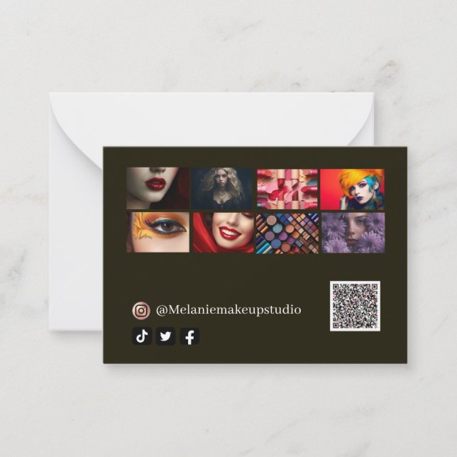  Business modern Makeup studio &QR code  Card (Front)