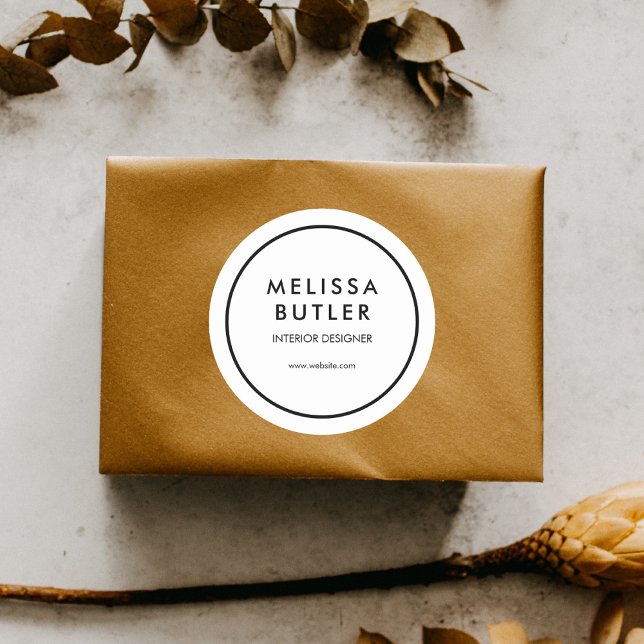 Business Modern Professional White Classic Round Sticker (Creator Uploaded)