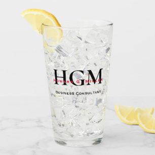 Business Modern Red Black 3 Letter Monogram Logo Glass