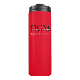 Business Modern Red Black 3 Letter Monogram Logo Thermal Tumbler