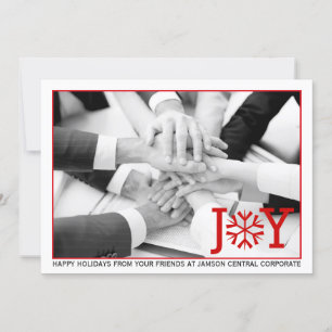 Business modern red joy minimal Christmas photo Holiday Card