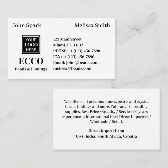 Business Monogram and Logo Classic Card (Front/Back)
