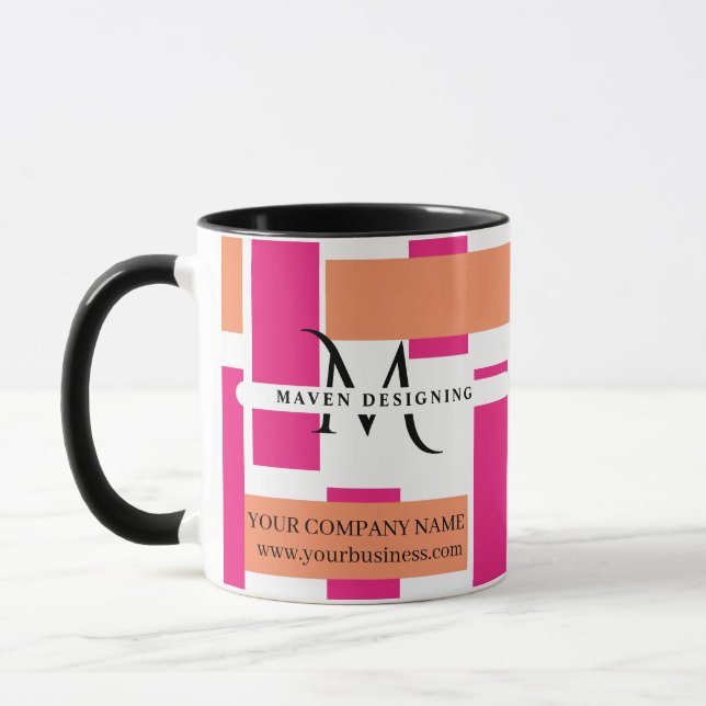 Business Monogram Feminine Stripe Pattern Mug (Left)