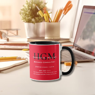 Business Monogram Logo Red Black White Promotional Coffee Mug