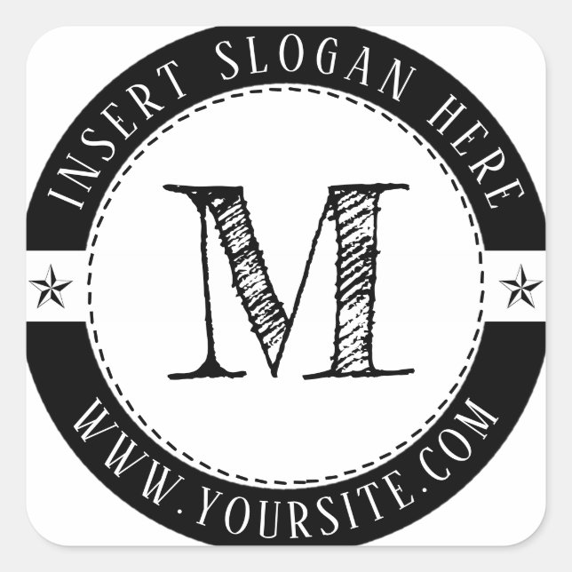Business Monogram Personalised Square Sticker (Front)