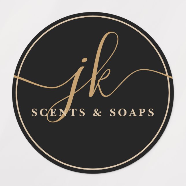 Business Monogram Script Logo Black Waterproof (Design 1)