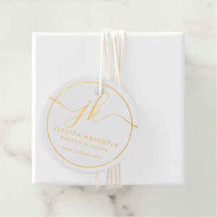 Business Monogram Script Logo Gold Foil Product Favour Tags