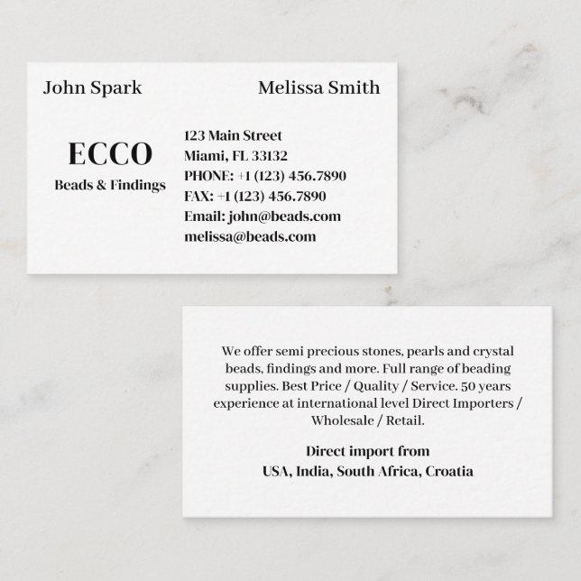 Business Monogram Simple Basic Classic Business Card (Front/Back)