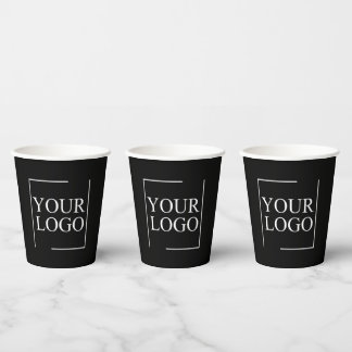 Business Name Add Logo Company Professional Text Paper Cups