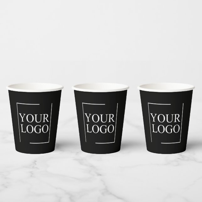 Business Name Add Logo Company Professional Text Paper Cups (Multi)