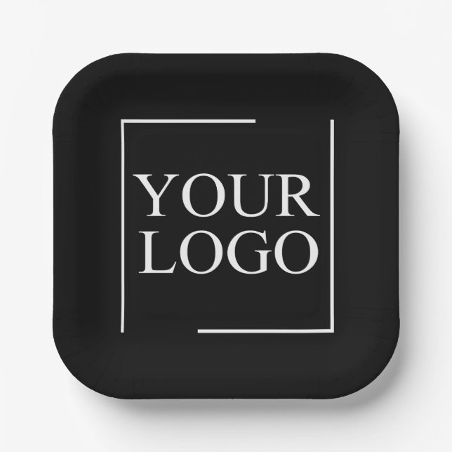 Business Name Add Logo Company Professional Text Paper Plate (Front)