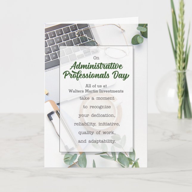 Business Name Administrative Professionals Day Holiday Card (Front)