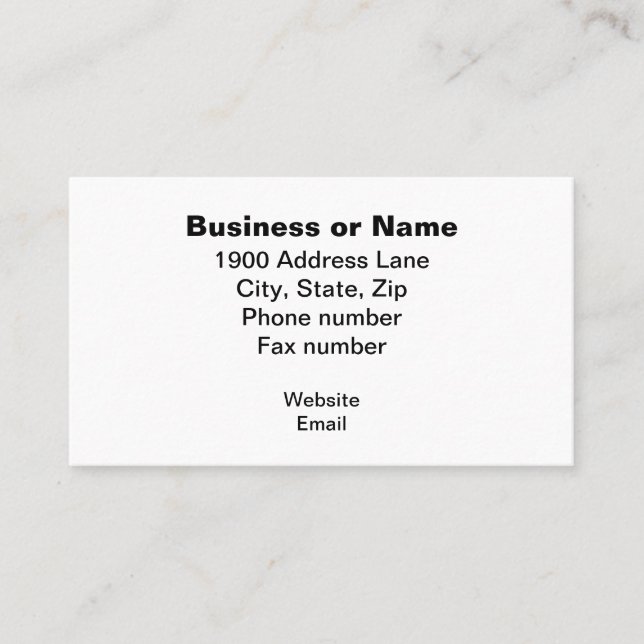 Business Name and Information Centred in the Card (Front)