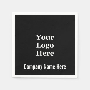 Business Name and Logo Black and White Template Napkin