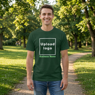 Business Name and Logo Deep Forest Green Men's T-Shirt