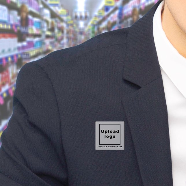 Business Name and Logo Grey Square Button (Build brand name awareness. Your business name and logo on gray square button.)