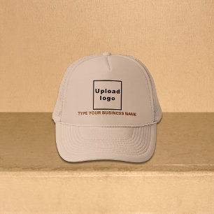 Business Name and Logo Khaki Trucker Hat