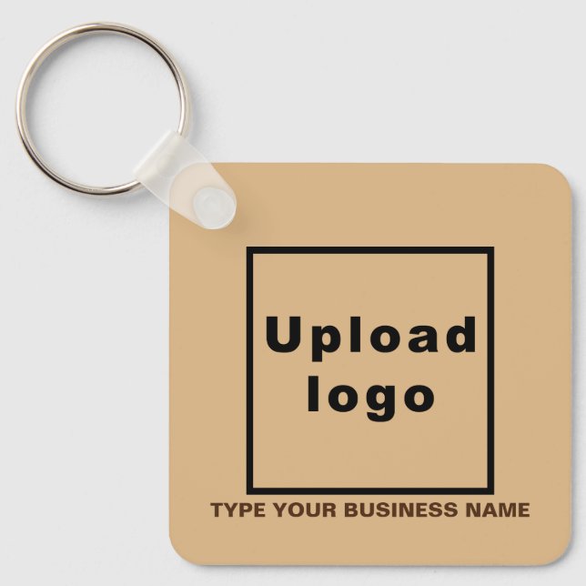 Business Name and Logo Light Brown Square Keychain (Front)