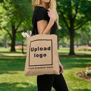 Business Name and Logo   Light Brown Tote Bag