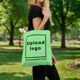 Business Name and Logo Light Green Tote Bag