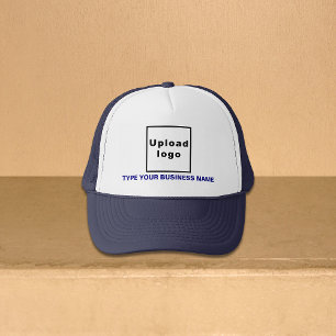 Business Name and Logo Navy and White Trucker Hat