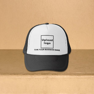 Business Name and Logo on Black and White Trucker Hat