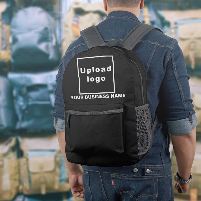 Business Name and Logo on Black Backpack (Build brand name awareness. Your business name and logo on black backpack.)