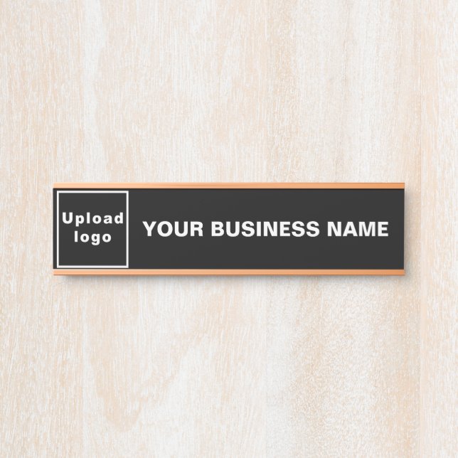 Business Name and Logo on Black Hanging Door Sign (Front)