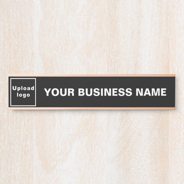 Business Name and Logo on Black Long Hanging Door Sign (Front)