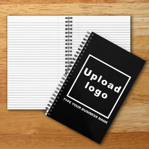 Business Name and Logo on Black Spiral Notebook