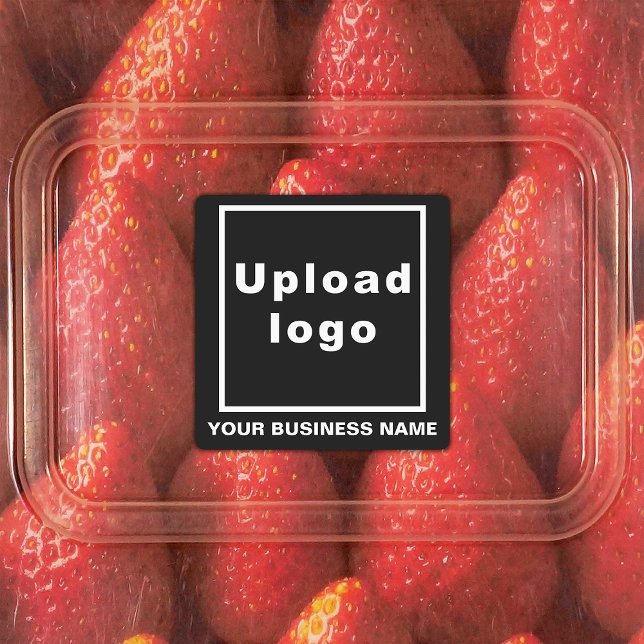 Business Name and Logo on Black Square Adhesive (Black square adhesive label with your business name and logo)