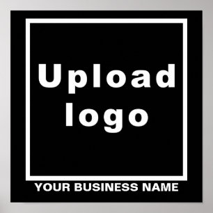 Business Name and Logo on Black Square Poster