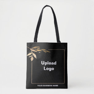 Business Name and Logo on Black Tote Bag