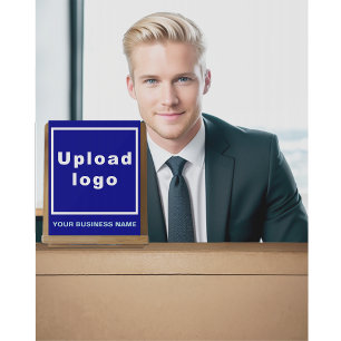 Business Name and Logo on Blue Acrylic Sign