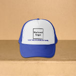 Business Name and Logo on Blue and White Trucker Hat<br><div class="desc">Trucker hat that you can customise to put your business name. You can give it as giveaway item or gift to your customers. You can also include it in your marketing materials to advertise your business or in your promotional products to promote your brand name. Trucker hat with your business...</div>