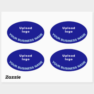 Business Name and Logo on Blue Oval Shape Sticker