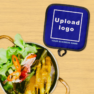 Business Name and Logo on Blue Pot holder