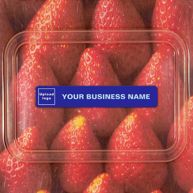 Business Name and Logo on Blue Slim Adhesive Label (Creator Uploaded)